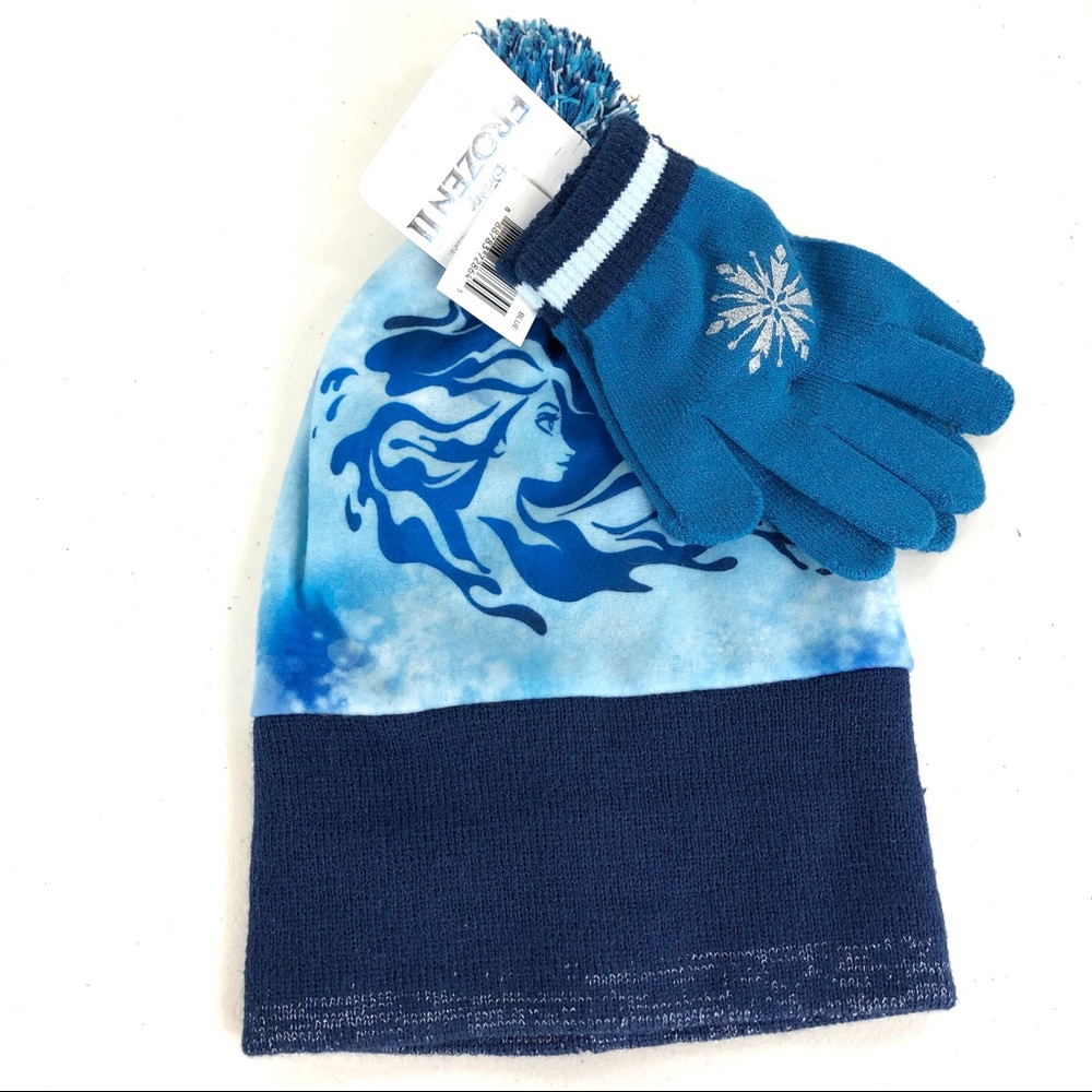 Frozen set blue gloves & hat for kids